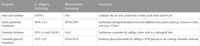 Defining the glucosylceramide population of C. elegans